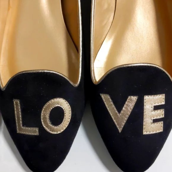 LOVE Flats by Town Shoes Black Suede - Picture 1 of 9
